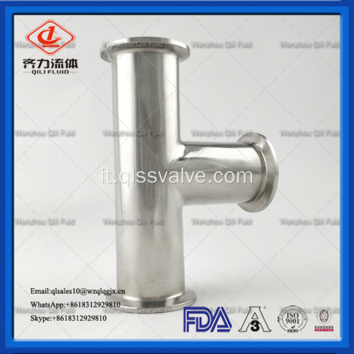 Tee uguale tri-clamp in acciaio inox sanitario